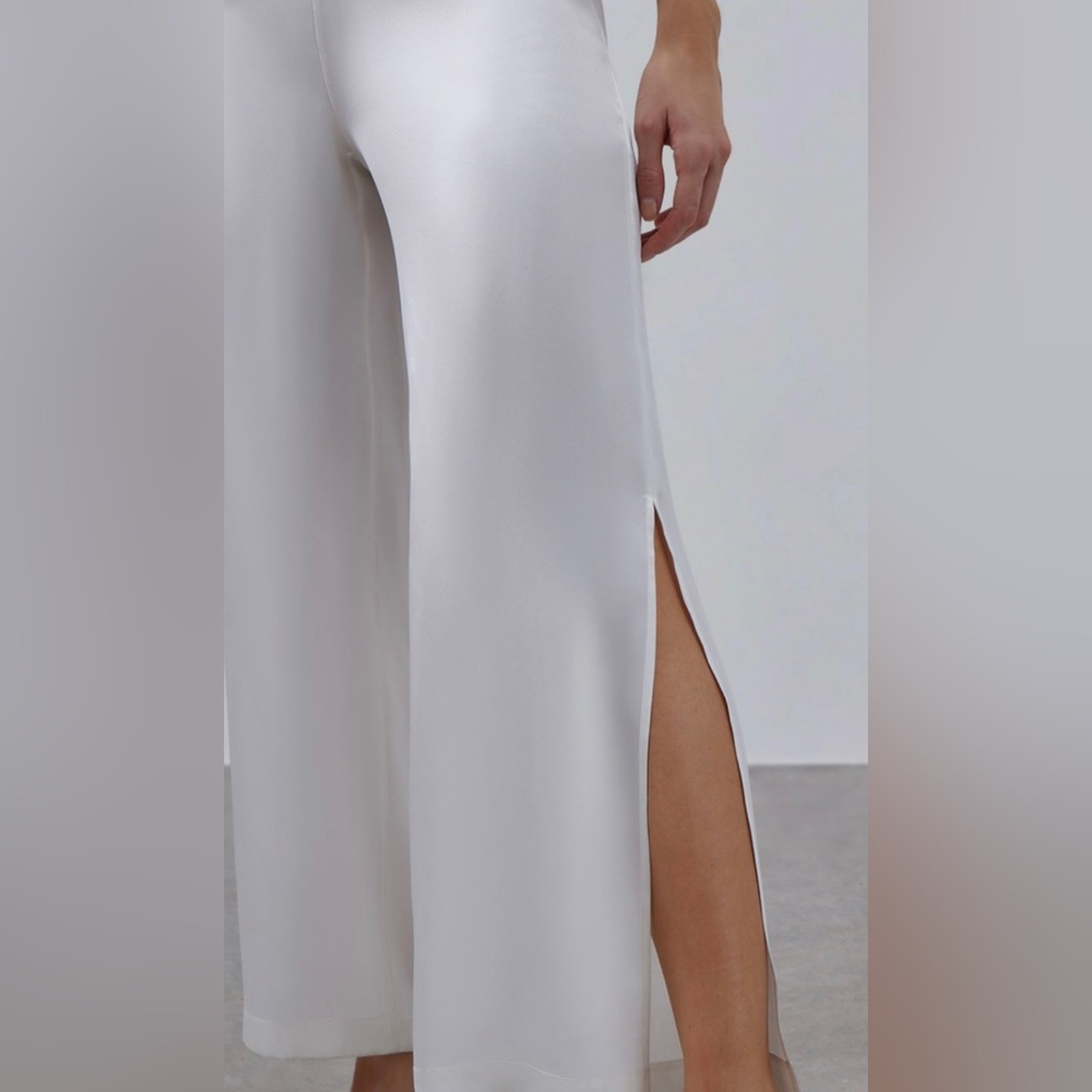 Nwt Silk Maison Side Slit Silk Culotte Jumpsuit Pearl White Sizexs — image 8 of 8